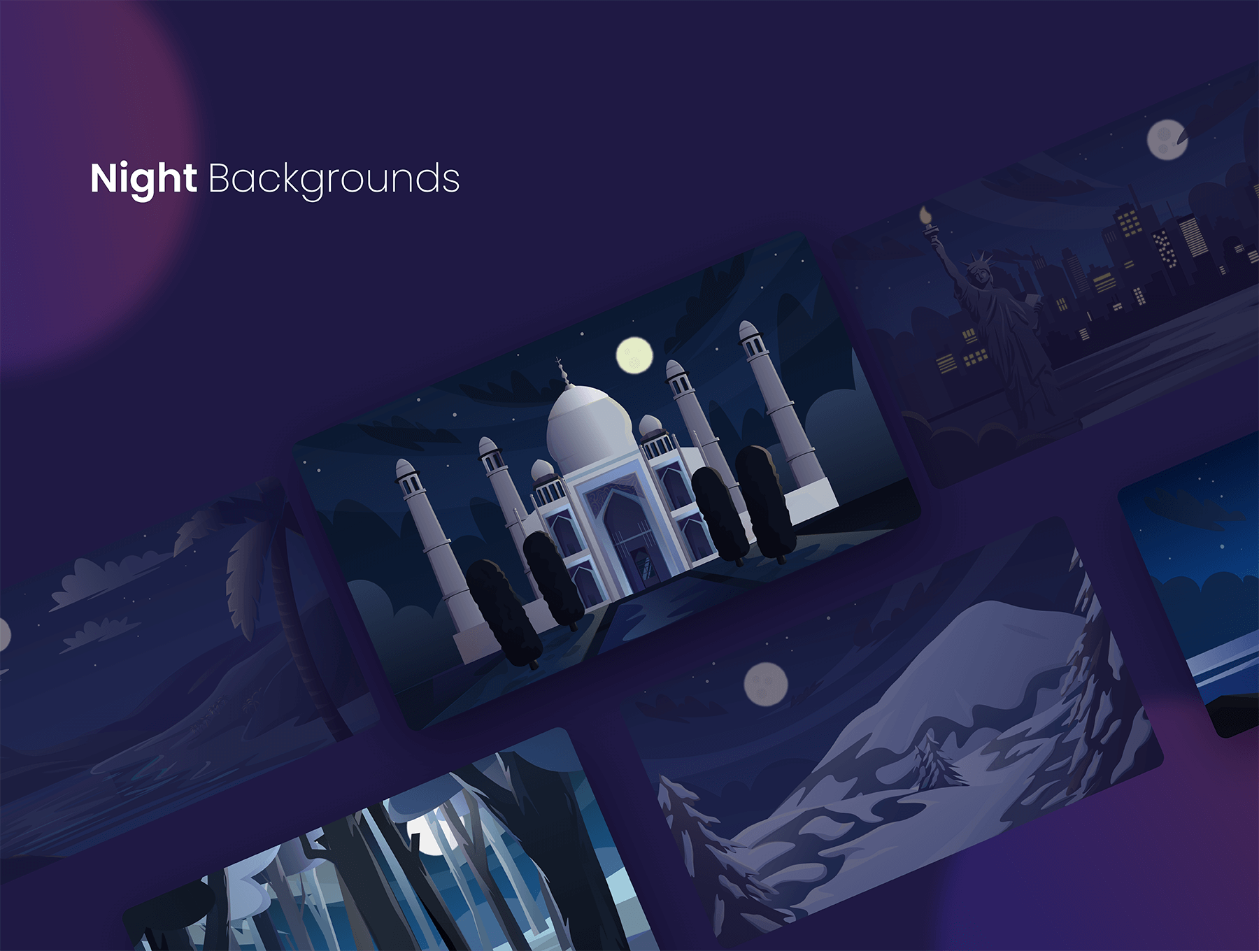 63个风格独特的风景矢量插画素材