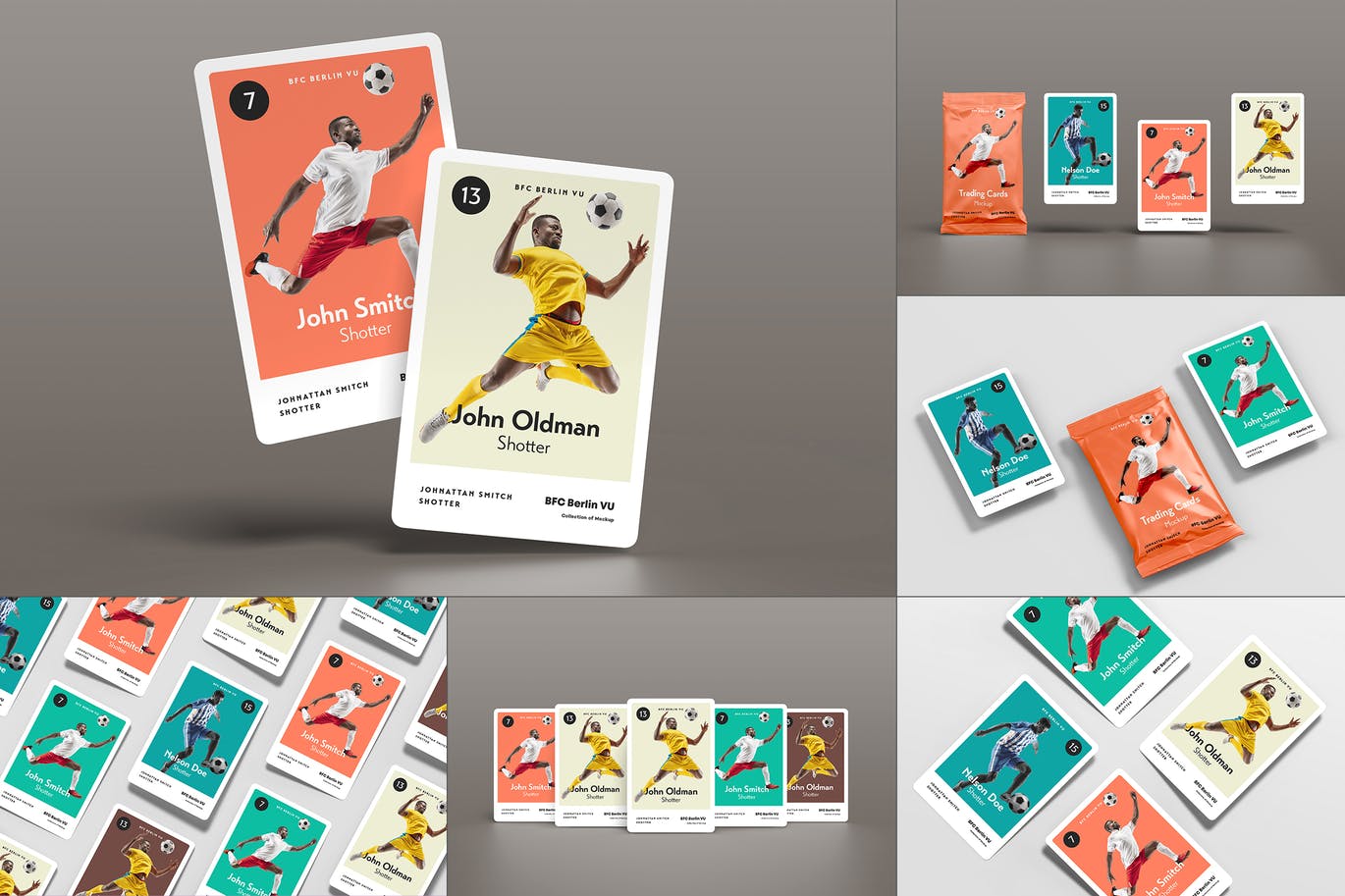 高品质稀有欧洲杯世界杯欧冠中超足球球星卡片包装设计VI样机PSD素材