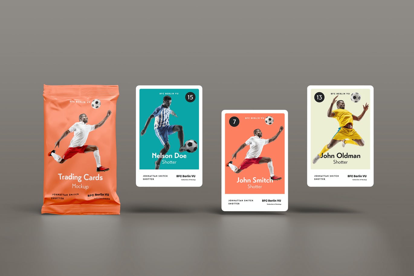 高品质稀有欧洲杯世界杯欧冠中超足球球星卡片包装设计VI样机PSD素材