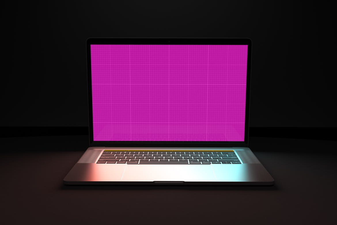 一套高品质深色背景Macbook电脑PSD样机素材