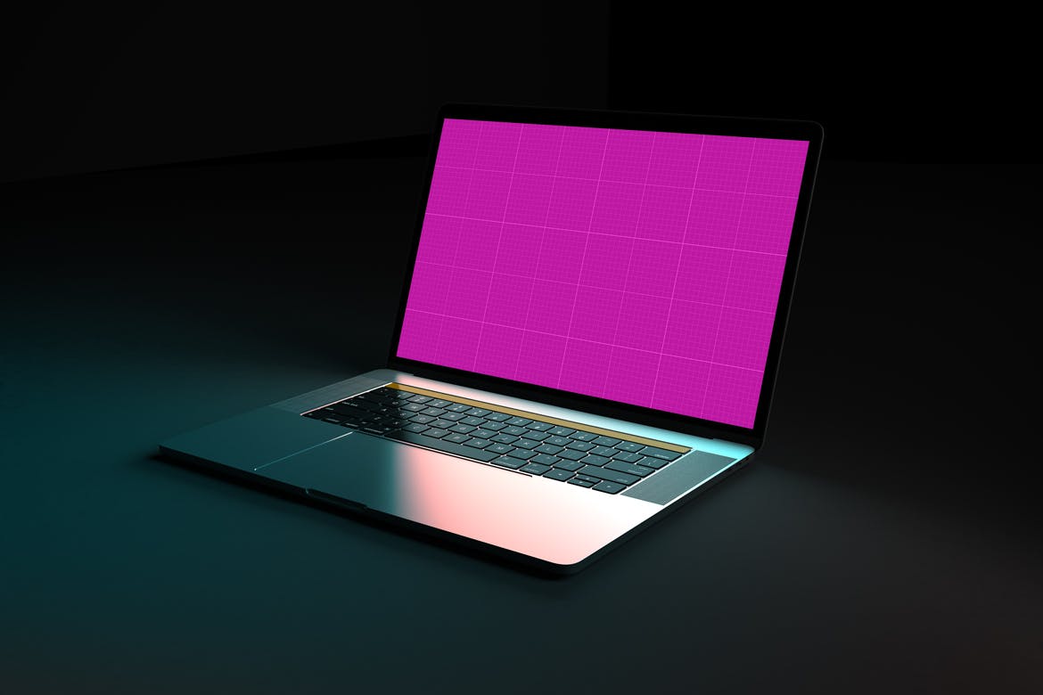一套高品质深色背景Macbook电脑PSD样机素材