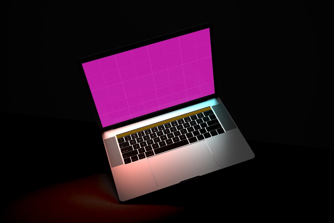 一套高品质深色背景macbook电脑psd样机素材 简单设计