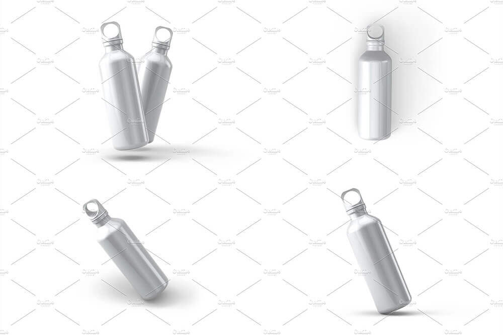 一套高品质多视图金属运动饮水瓶样机PSD素材