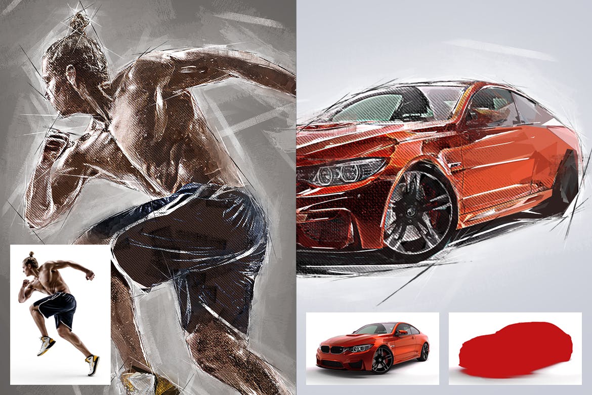 一键生成素描绘画Photoshop动作