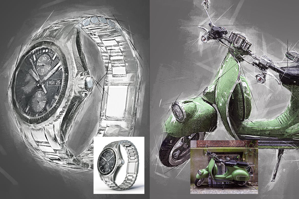 一键生成素描绘画Photoshop动作