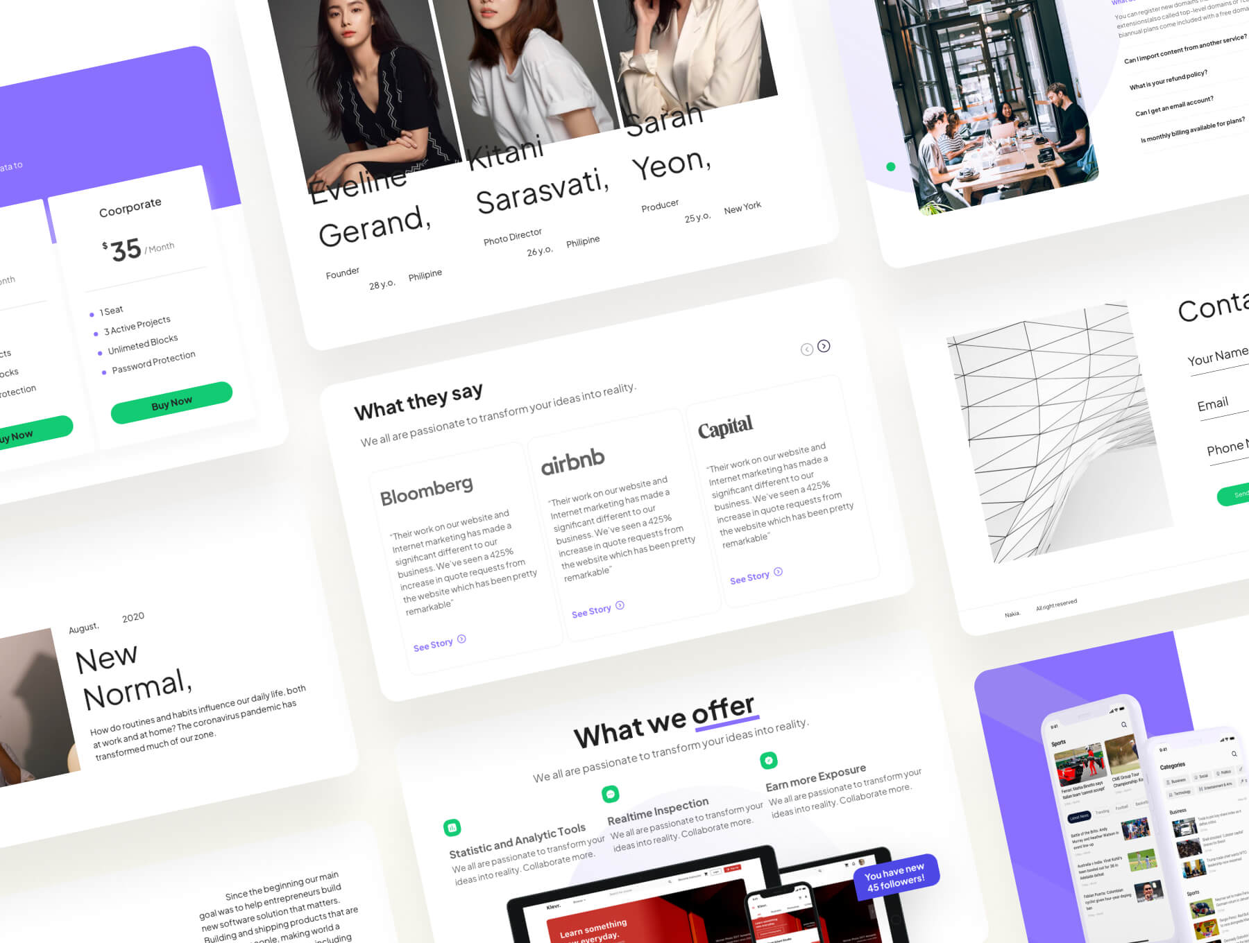 120多个多用途响应式登陆页面UI素材