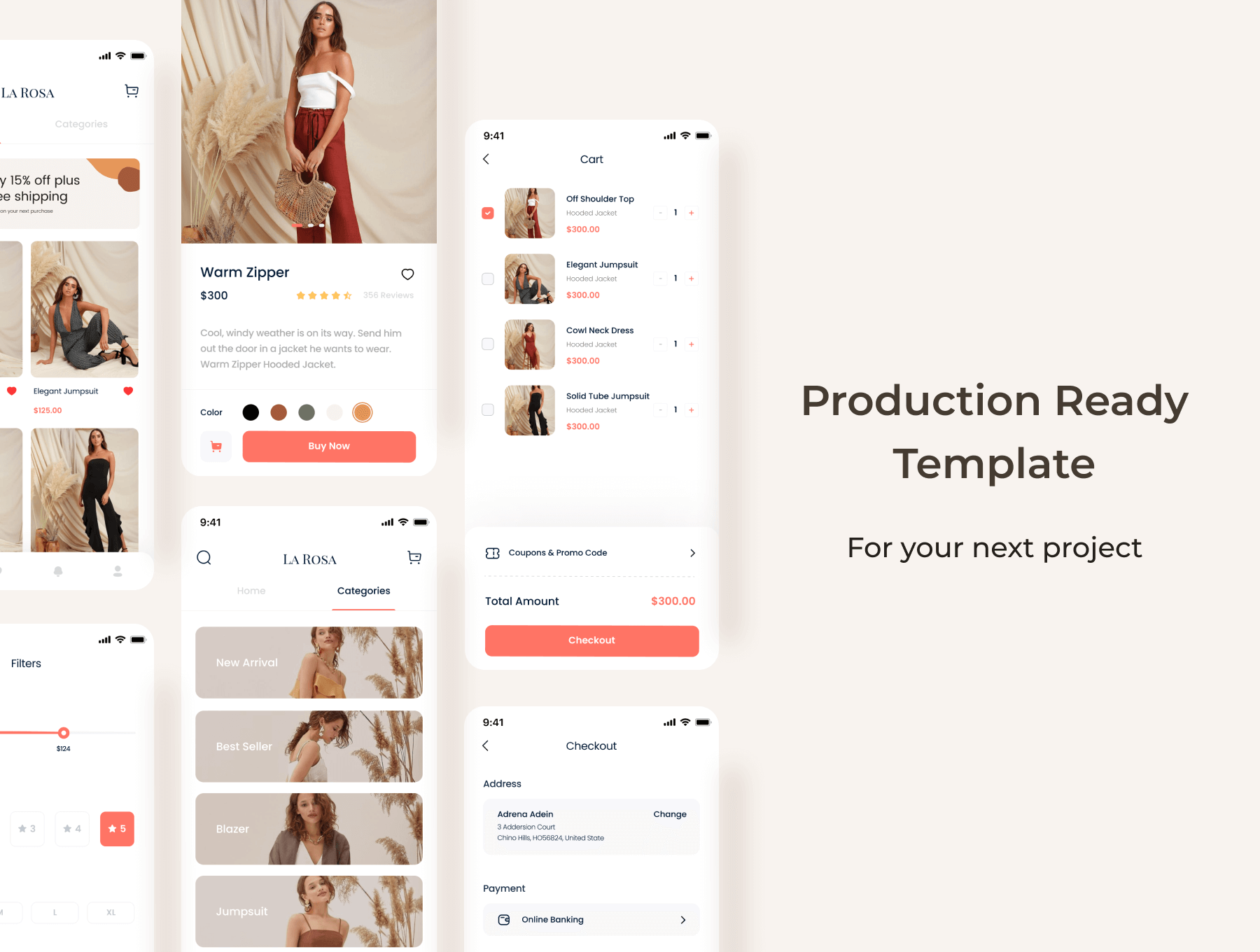 20个设计优雅的女性电商UI界面素材包