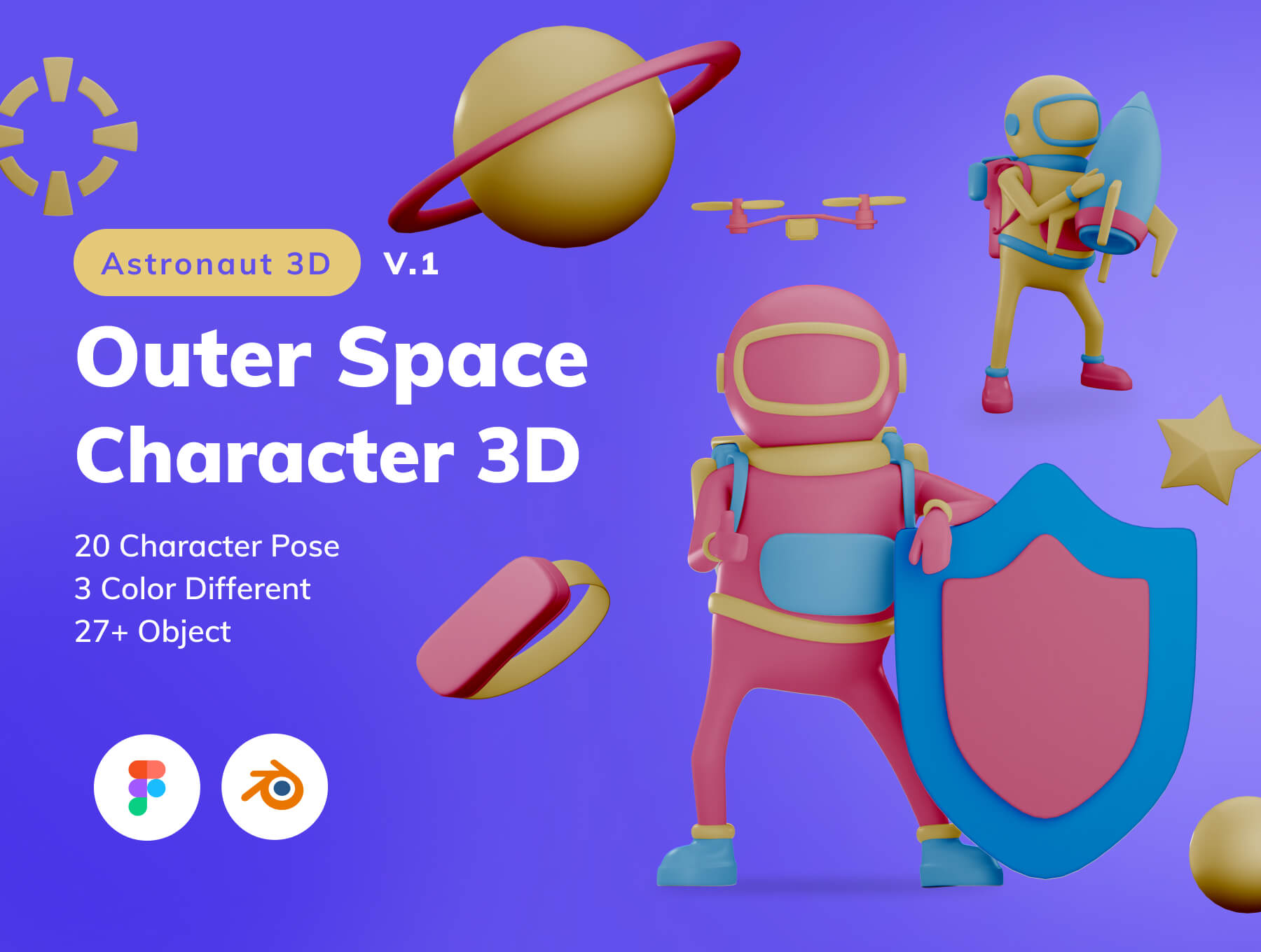 一套外太空角色3D素材