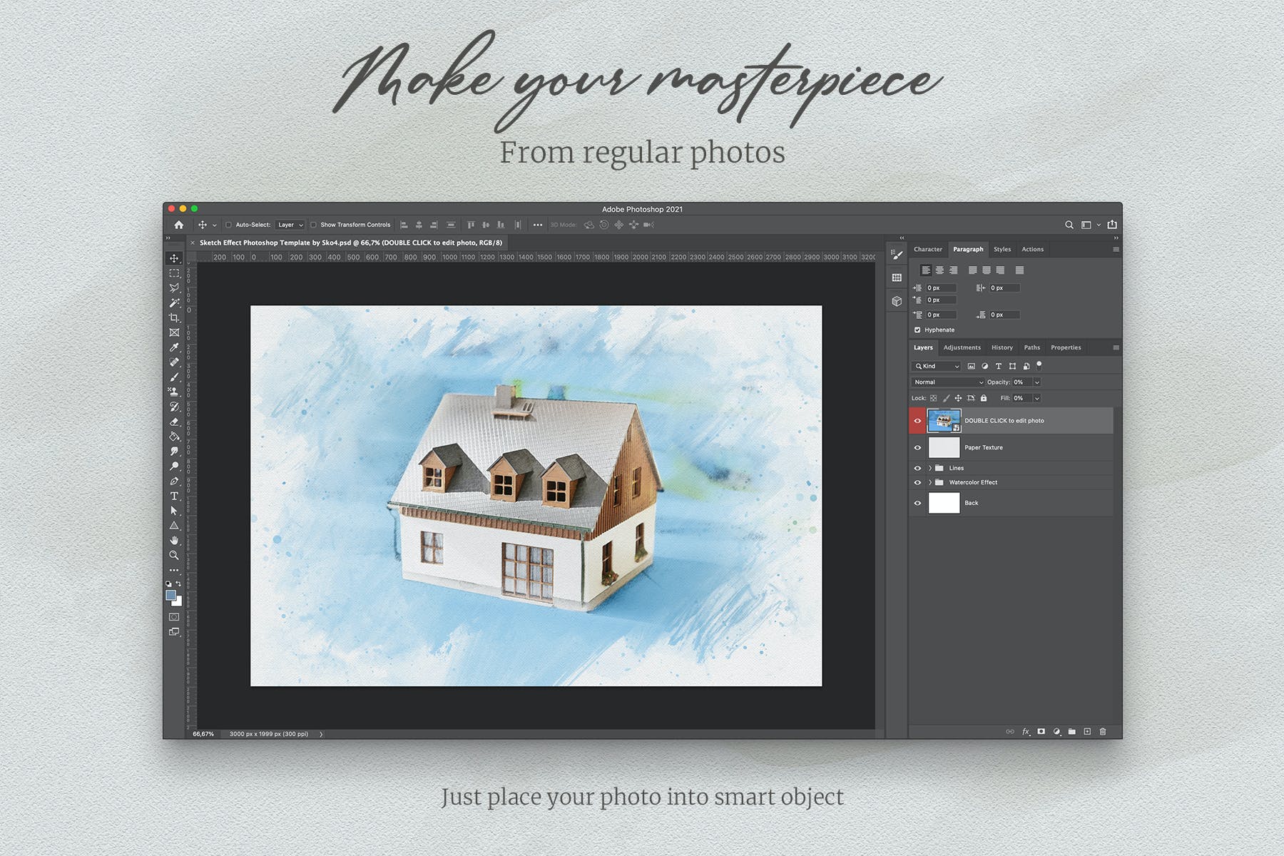 在PS里一键生成逼真素描、铅笔笔触和水彩画笔艺术效果