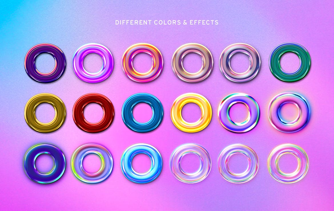 一套3D立体渐变字体设计图层PSD样式素材包