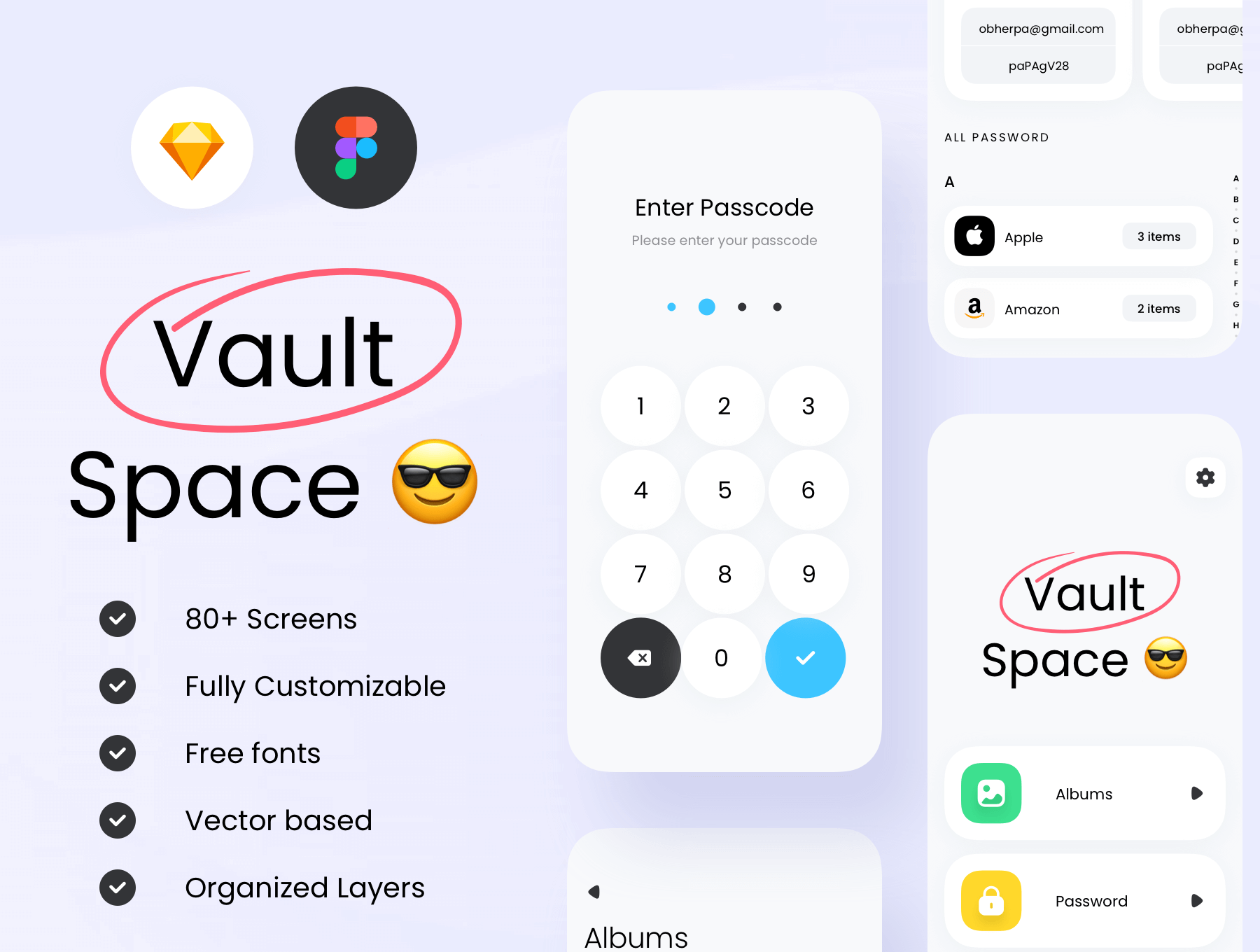 80个色彩炫丽的照片相册通讯录主题黑白模式APP UI kit素材包