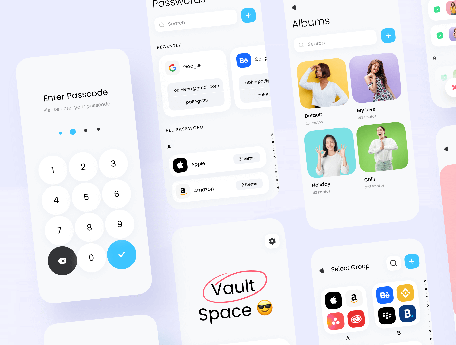 80个色彩炫丽的照片相册通讯录主题黑白模式APP UI kit素材包