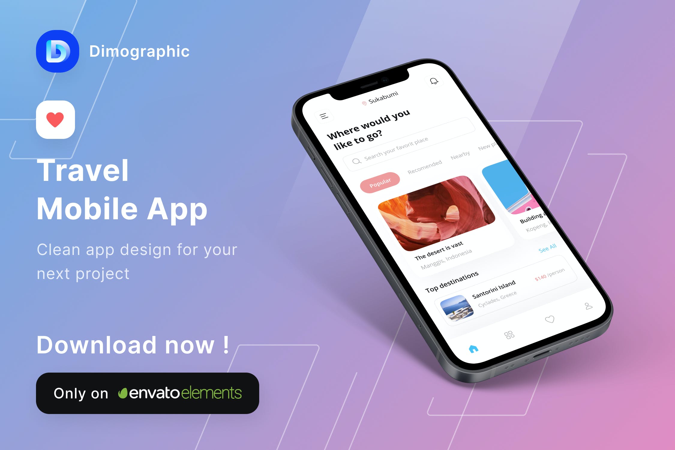 一套蓝色简洁风格主题旅行APP UI素材包