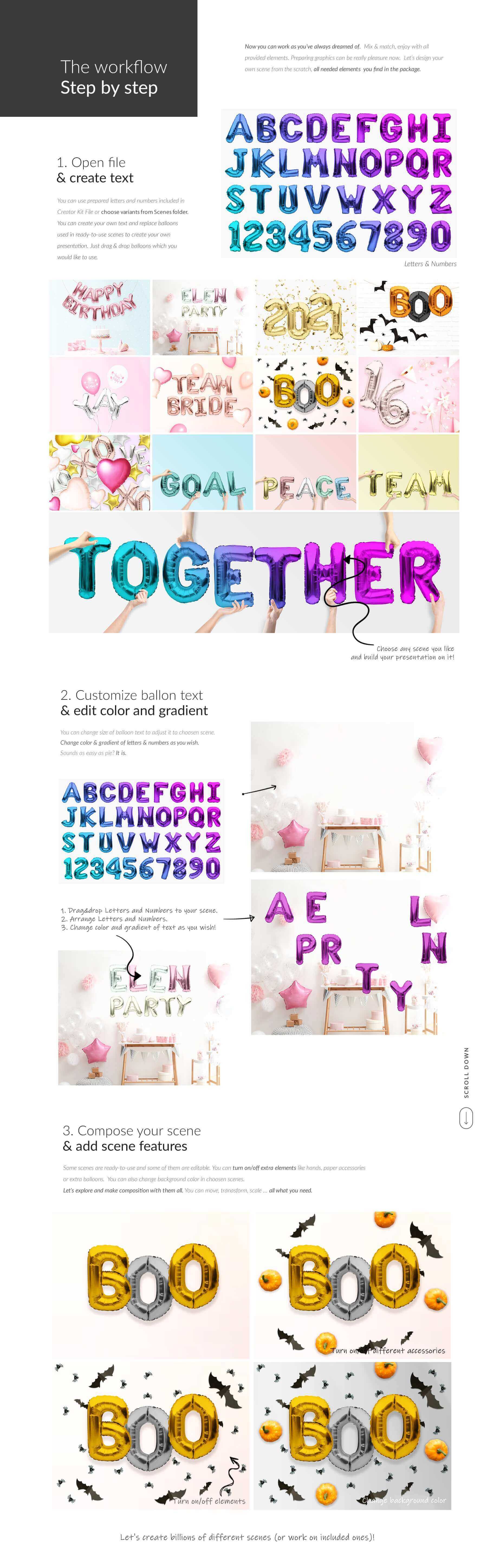 节日派对字母气球场景样机PSD素材