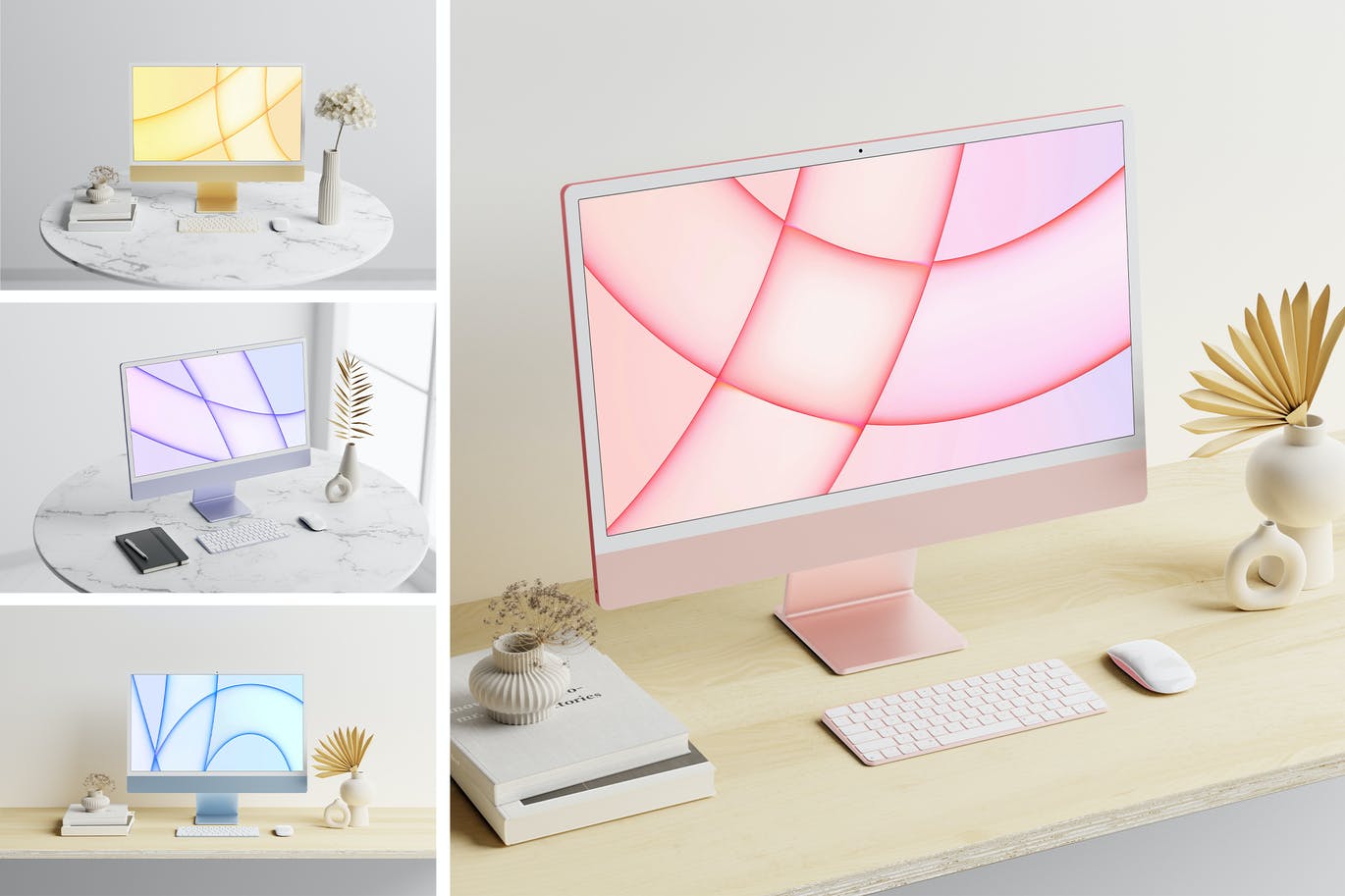 iMac M1芯片电脑样机PSD素材模型