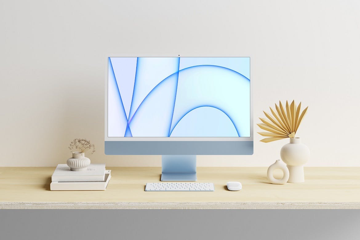 iMac M1芯片电脑样机PSD素材模型