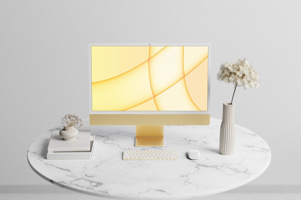 iMac M1芯片电脑样机PSD素材模型