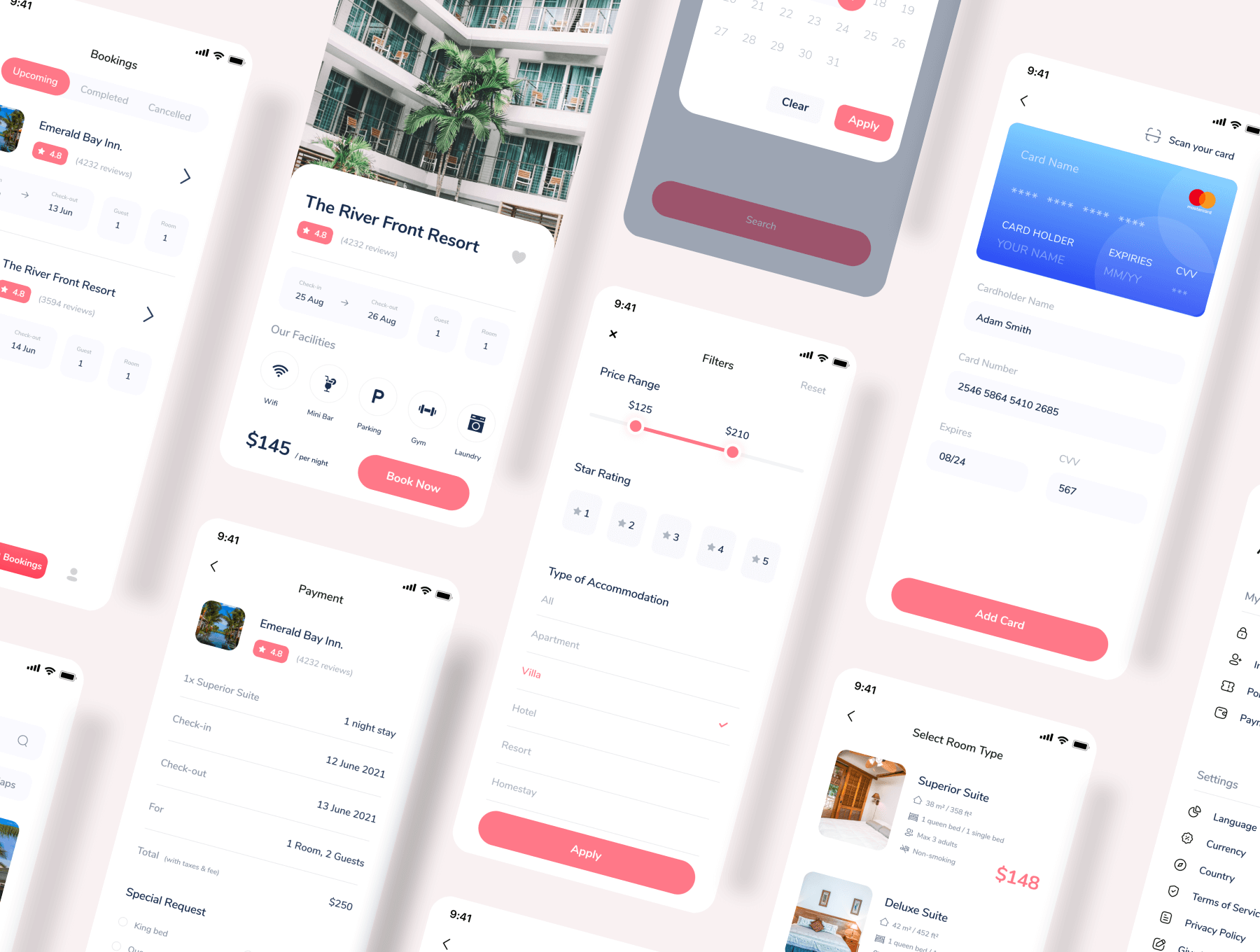58个旅行相关酒店机票预订主题APP UI KIT素材包（Figma）