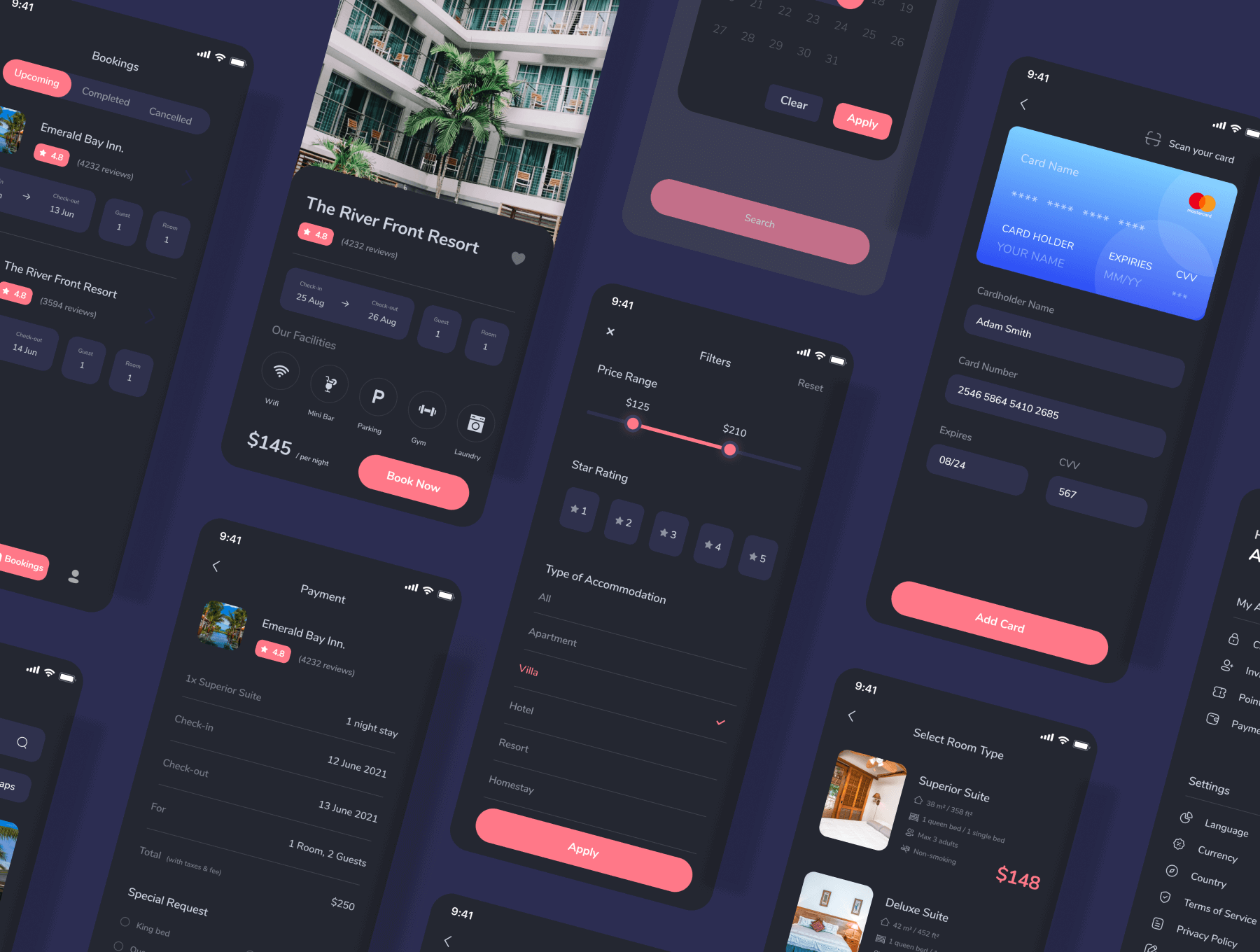 58个旅行相关酒店机票预订主题APP UI KIT素材包(Figma)
