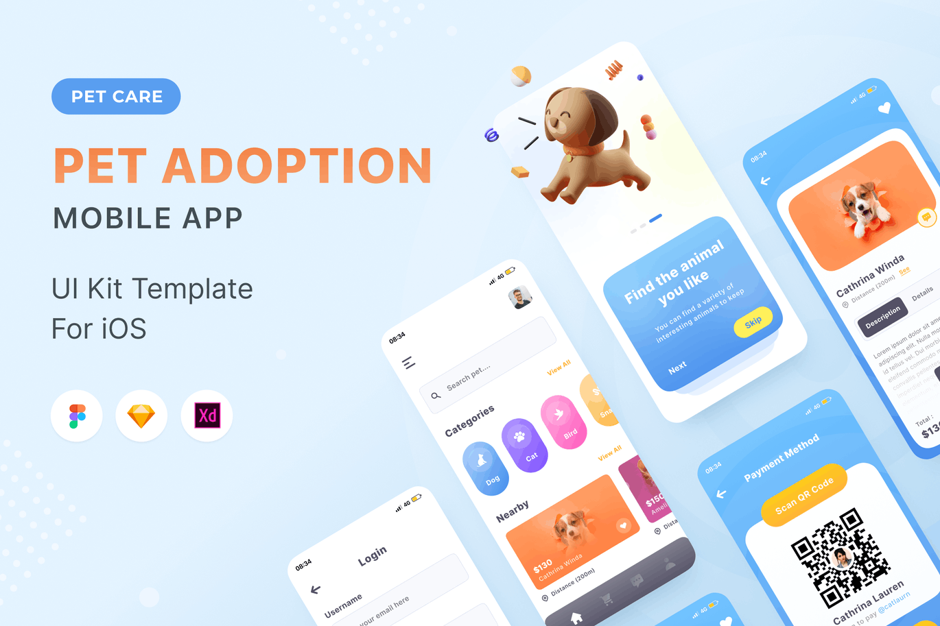 宠物收养管理APP UI素材包