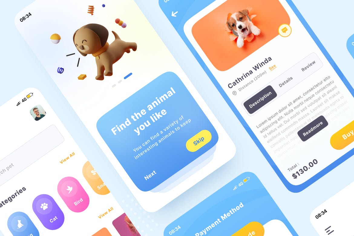 宠物收养管理APP UI素材包