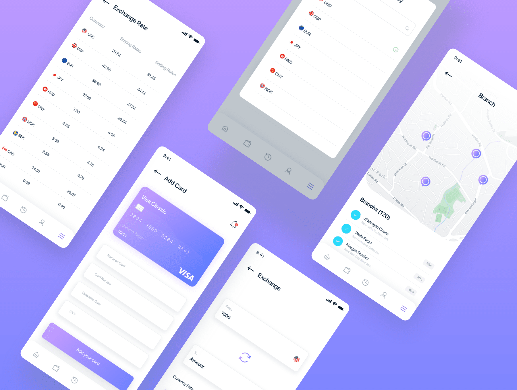30个紫色风格银行应用APP UI KIT素材包(Figma)