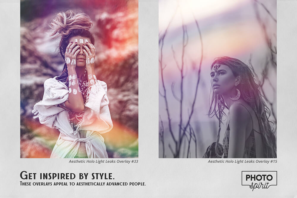 效果唯美的全息彩虹漏光照片叠层JPG素材