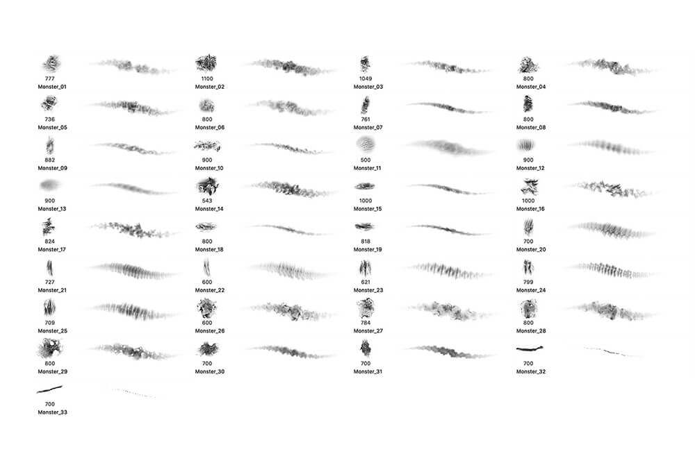 一组效果独特的怪物皮肤PS笔刷素材包