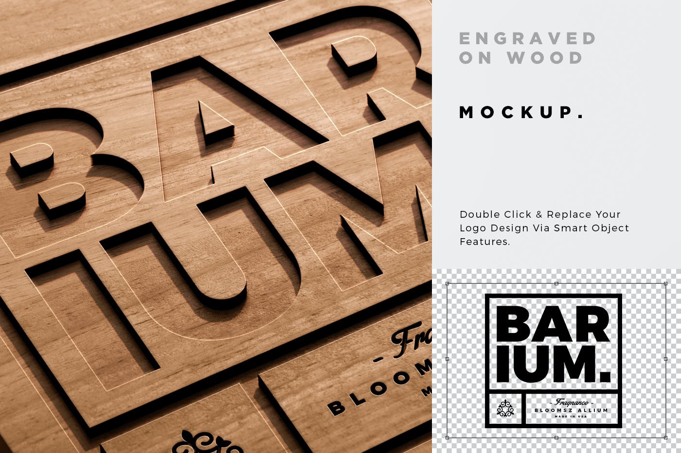 超级逼真的雕刻木标志LOGO样机PSD素材包