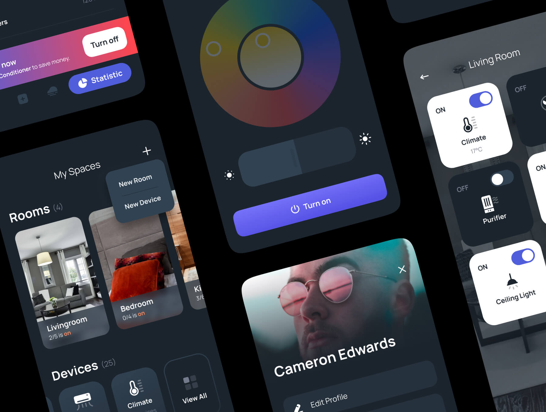 31个酷炫黑色智能家居主题UI KIT素材包