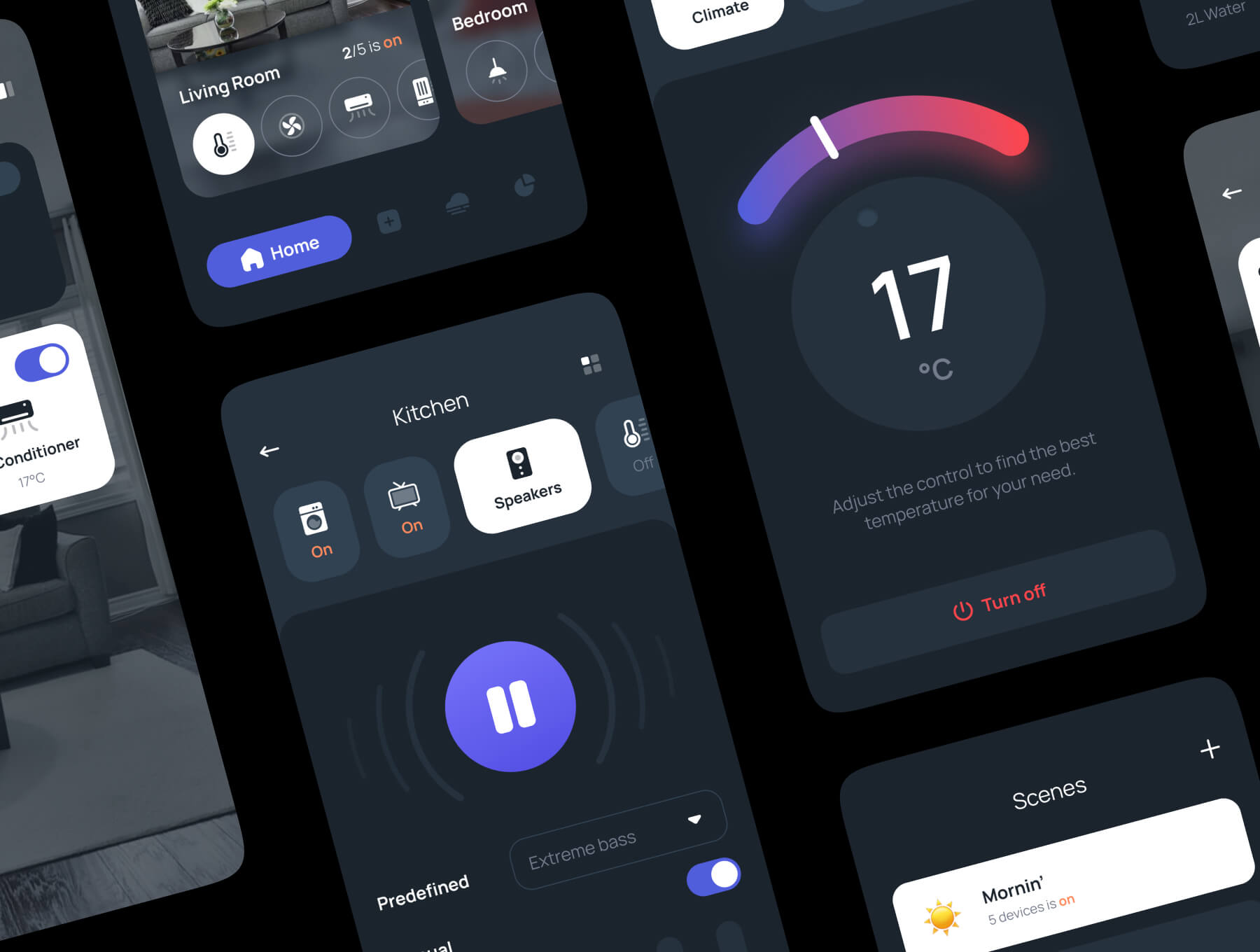 31个酷炫黑色智能家居主题UI KIT素材包