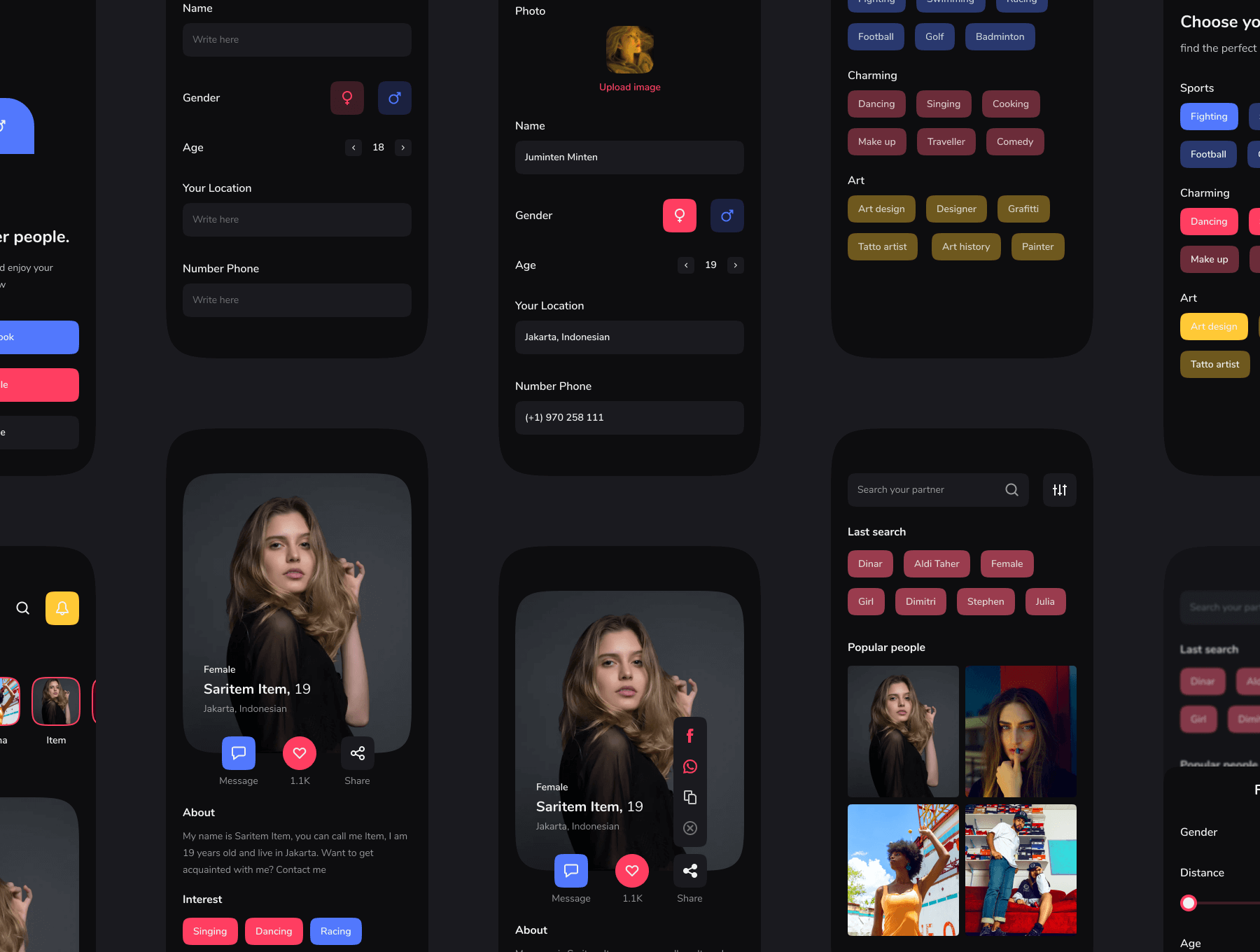 60+适用于Iphone X交友约会类型APP UI kit素材包（Figma）