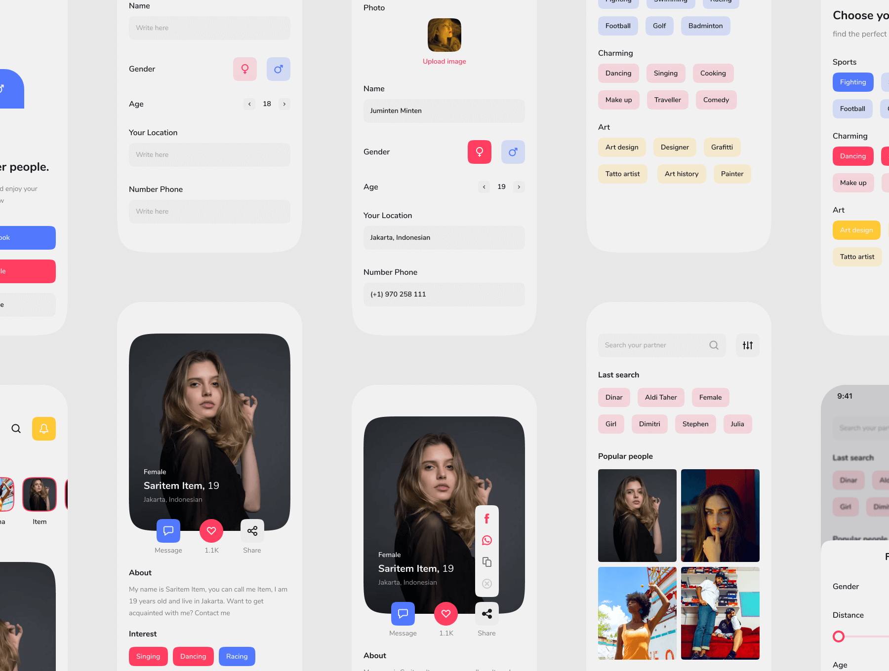 60+适用于Iphone X交友约会类型APP UI kit素材包（Figma）