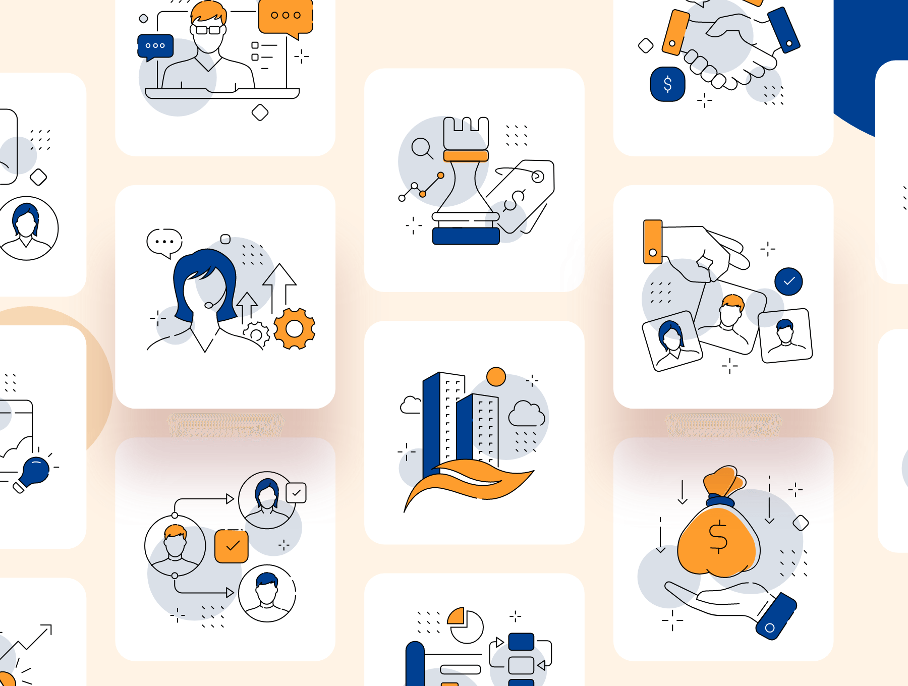 24个精致的业务管理类双色图标素材包