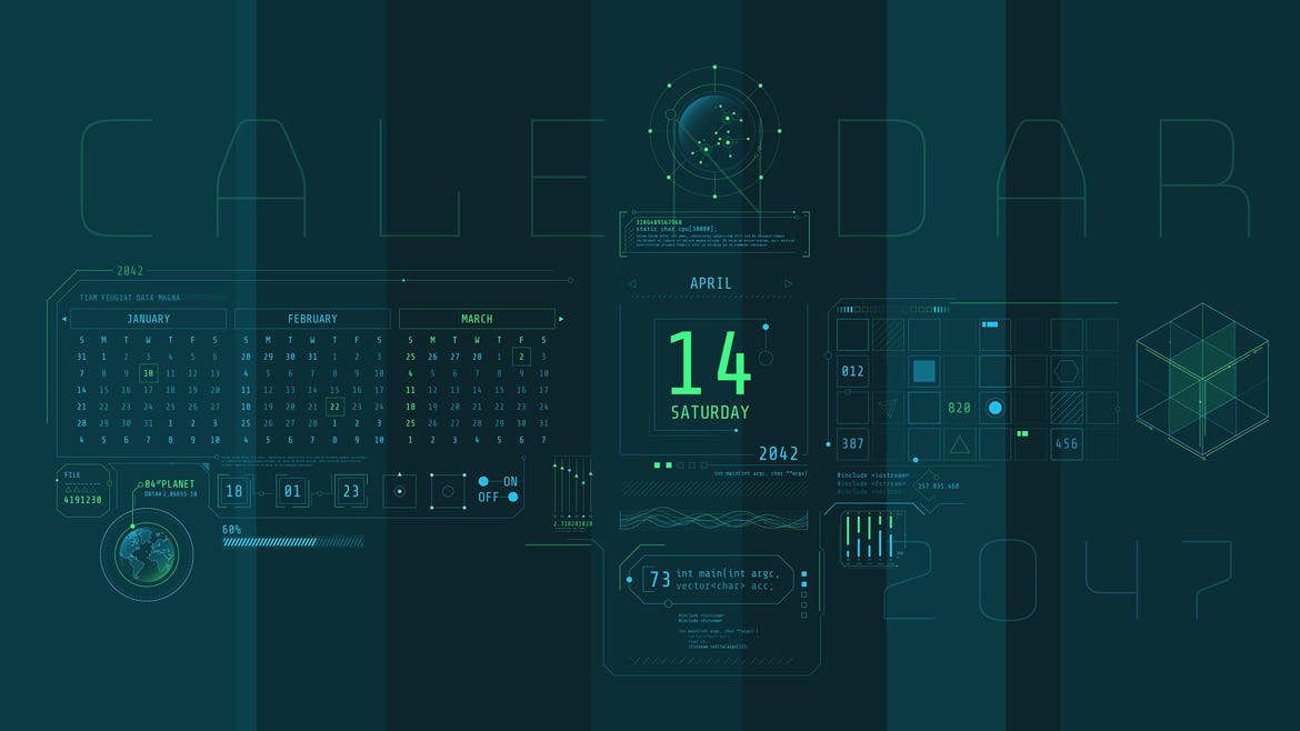 一套非常有科技感的HUD Pro信息图表素材