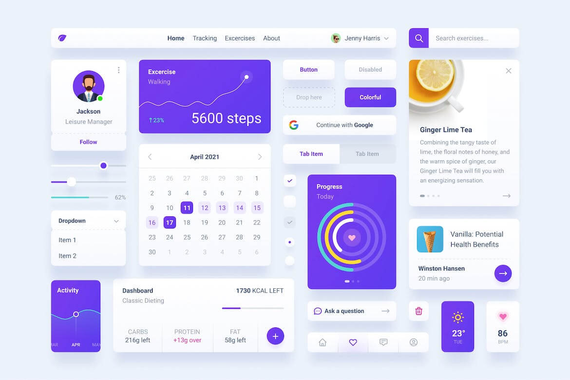 一套健康管理后台UI界面素材包