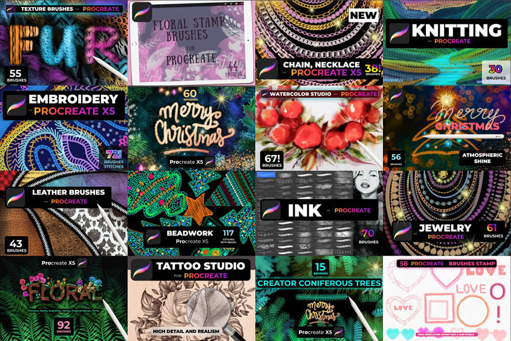 27个数字艺术绘画Procreate笔刷素材包