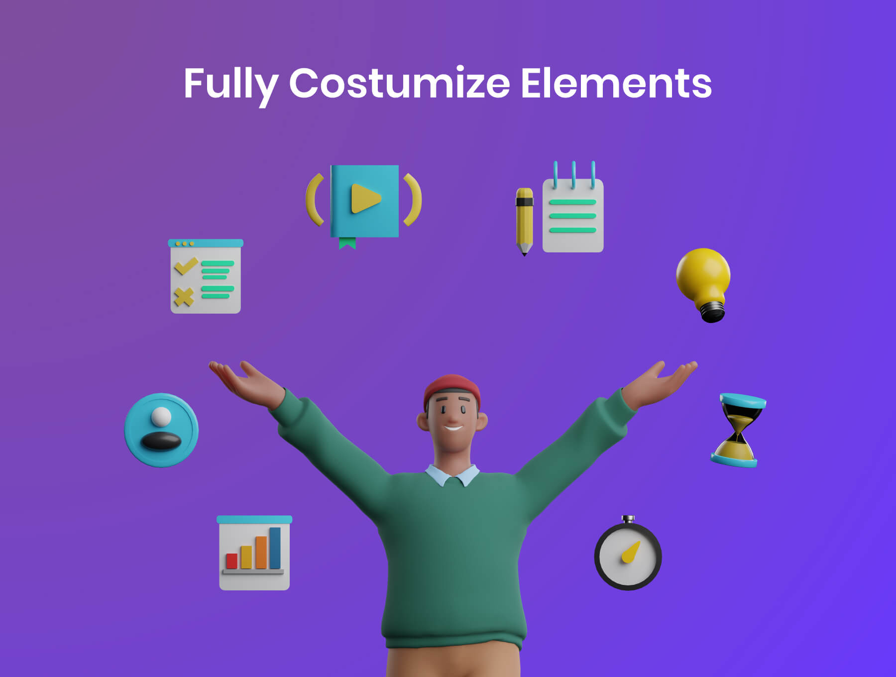 一套非常酷炫与众不同的3D商业插画人物素材包