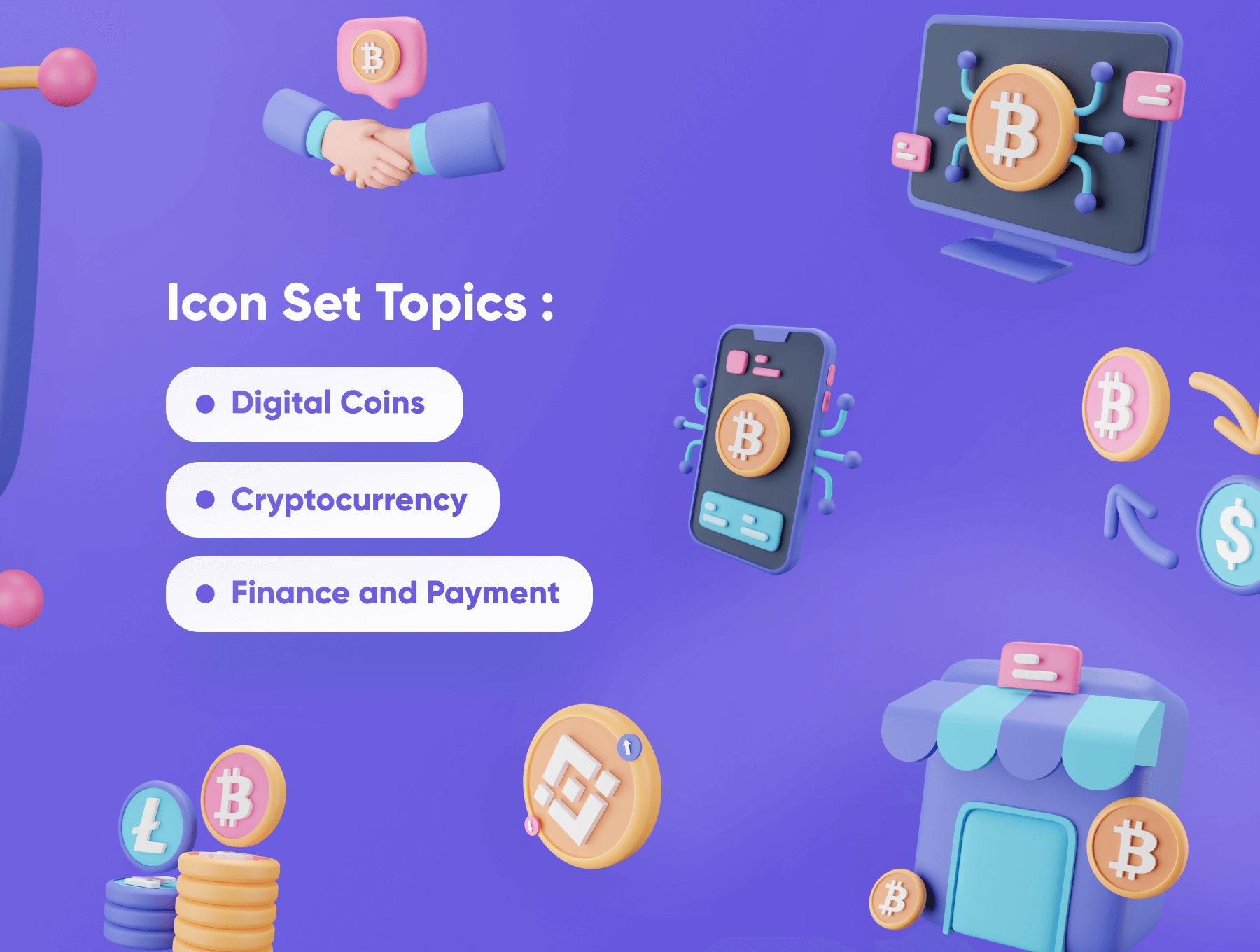 20个用于金融货币行业的现代创意3D图标素材