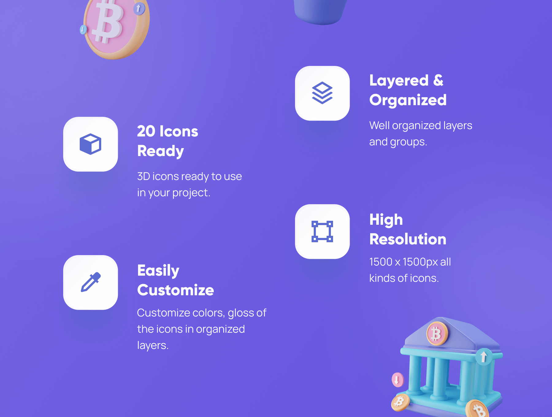 20个用于金融货币行业的现代创意3D图标素材