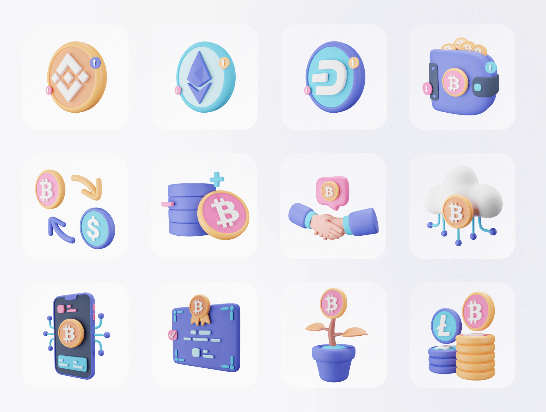 20个用于金融货币行业的现代创意3D图标素材