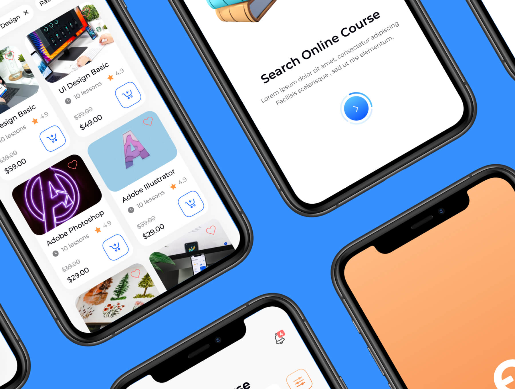 45个轻松活泼蓝色在线教育APP UI KIT素材包（Figma）