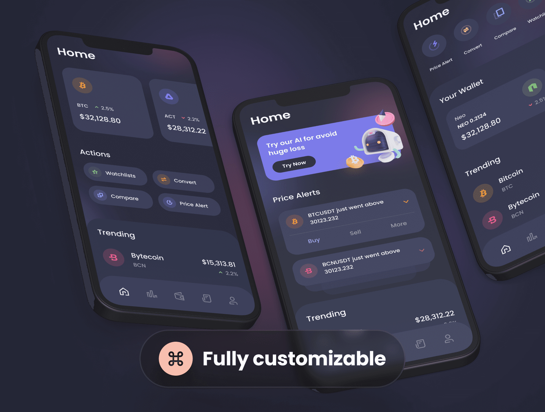 60多个高端深色加密钱包APP UI界面素材包