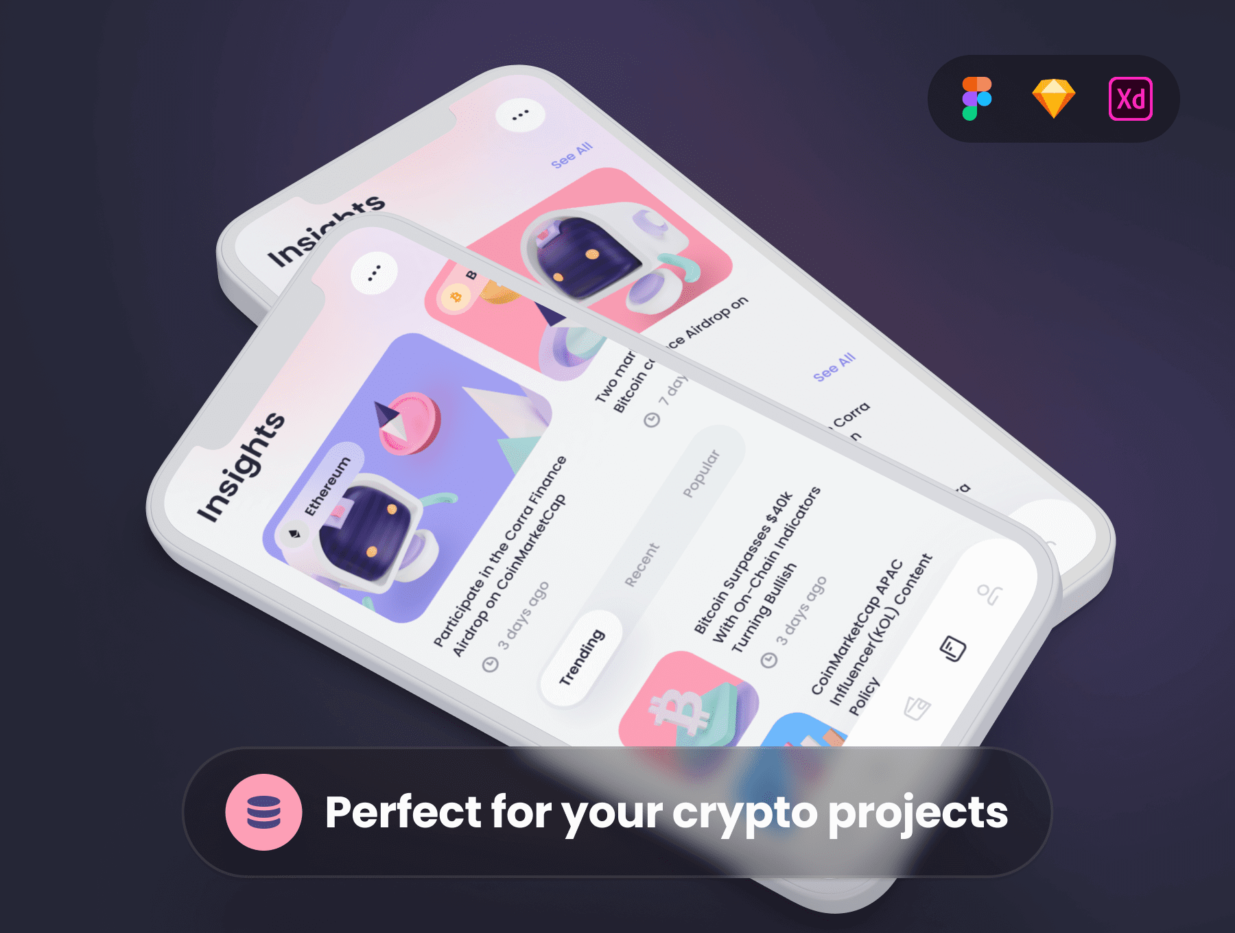60多个高端深色加密钱包APP UI界面素材包