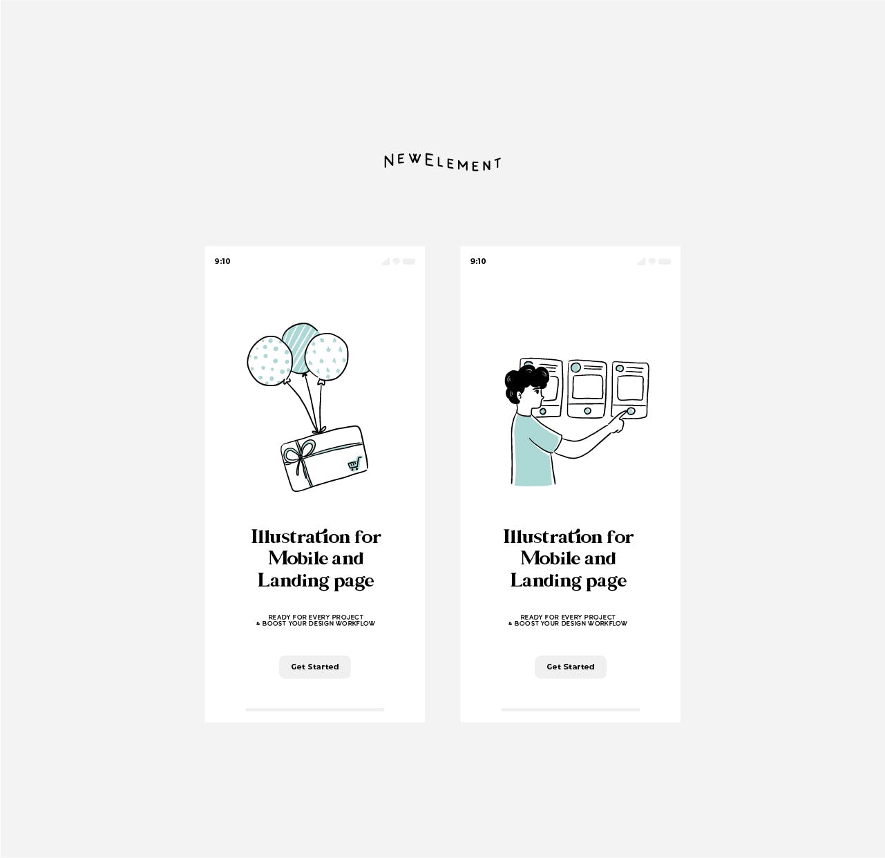 一套简洁抽象多用途电商banner海报登录页矢量插画素材包