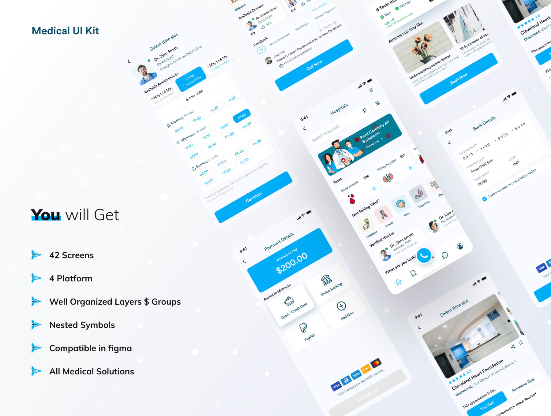42个医疗医药相关的UI界面素材包