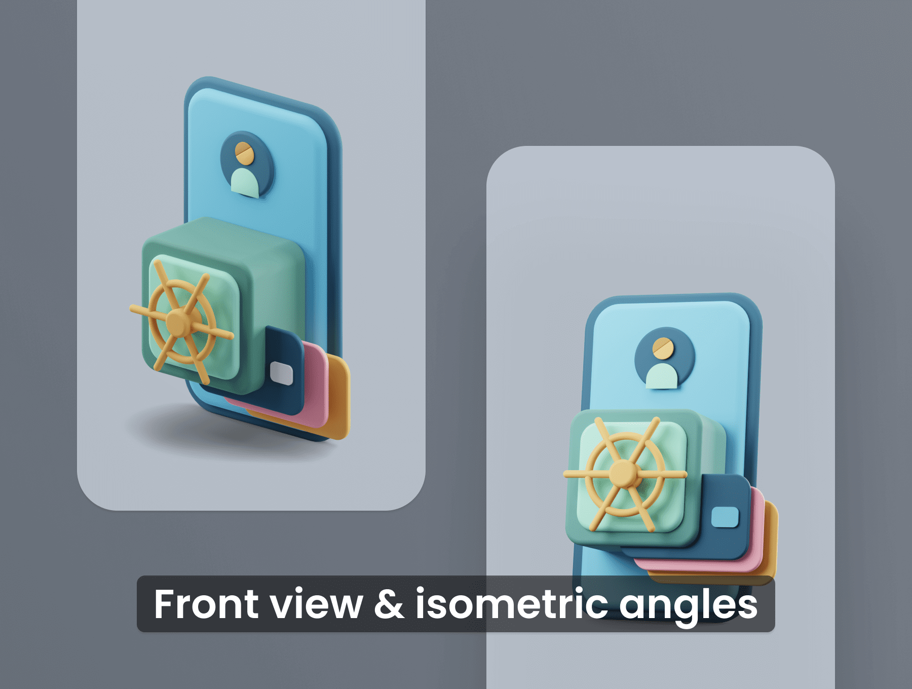 一套色彩非常漂亮的加密3D图标C4D图标素材包