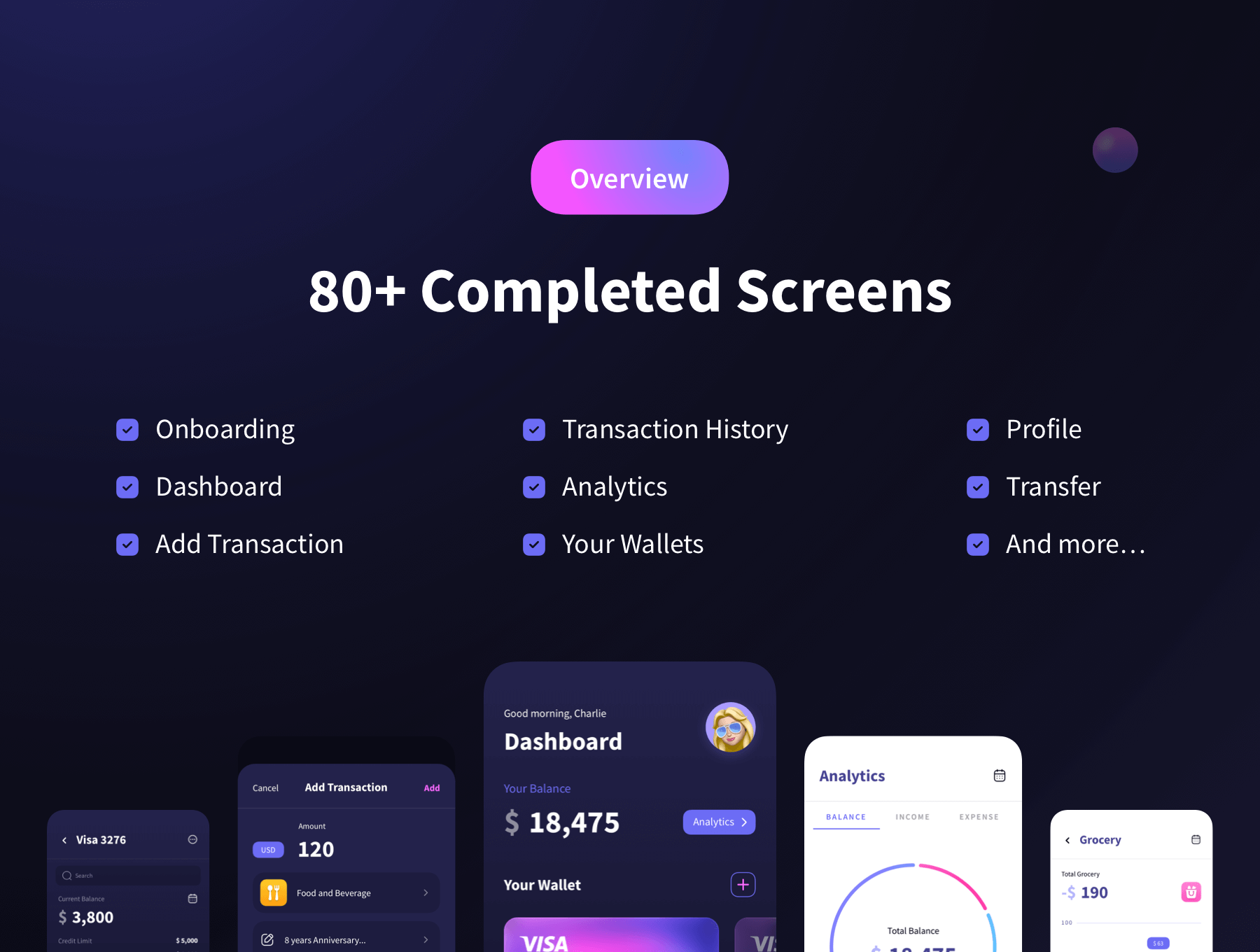 80多个紫色炫丽钱包金融主题APP UI kit素材包