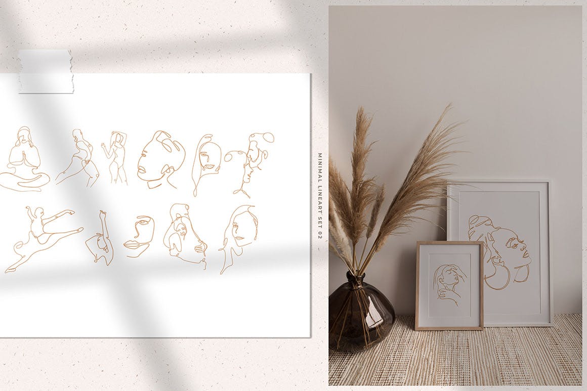 78个优雅抽象的女性艺术线条矢量插画海报设计素材包