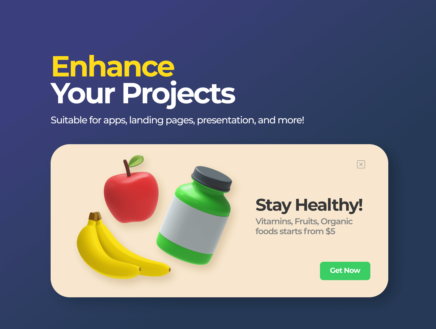 50多个可随意定制的3D杂货包ICON图标素材